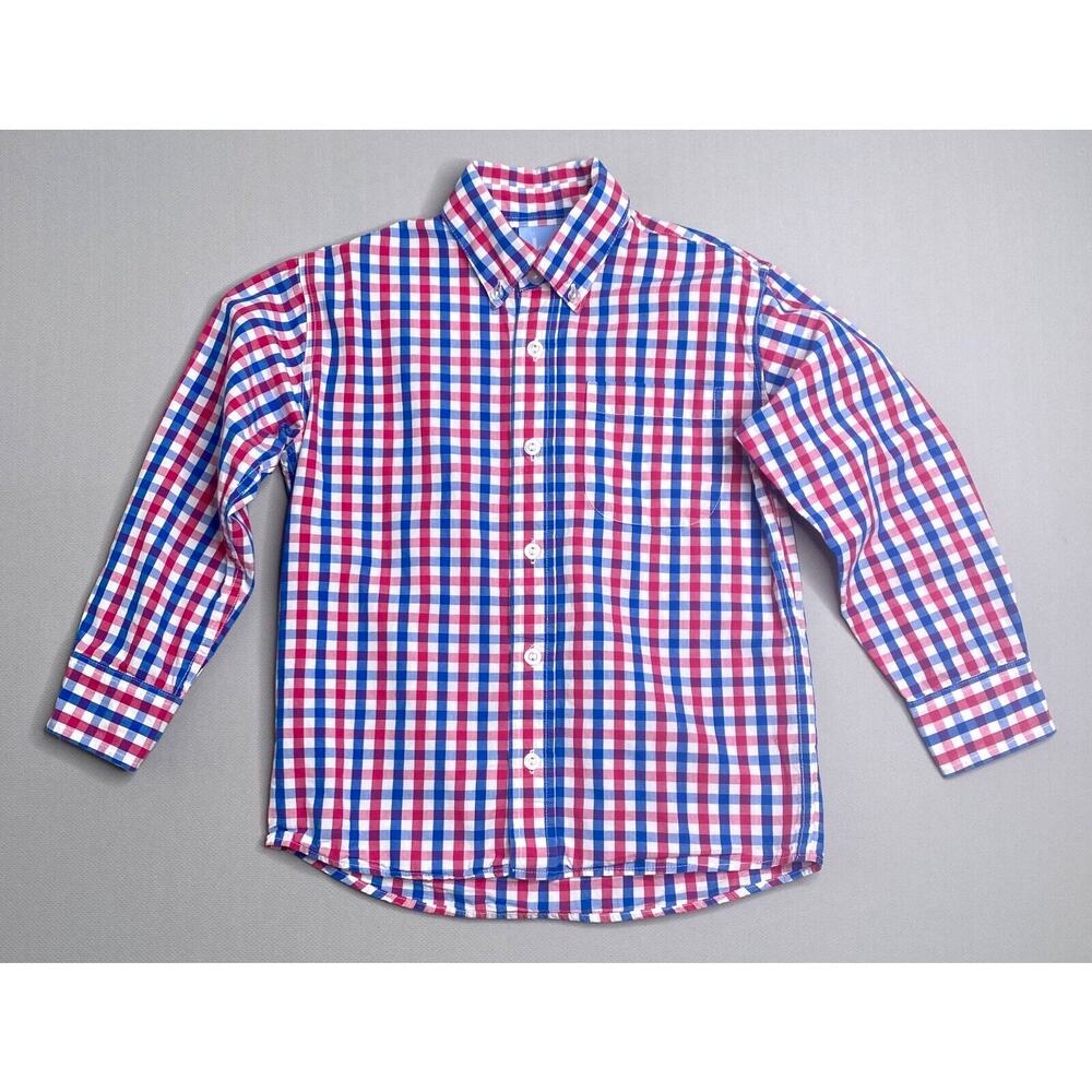 Bella Bliss Pink/Blue/White Check Long Sleeve Eton Button Down Shirt Boys 5 Yrs